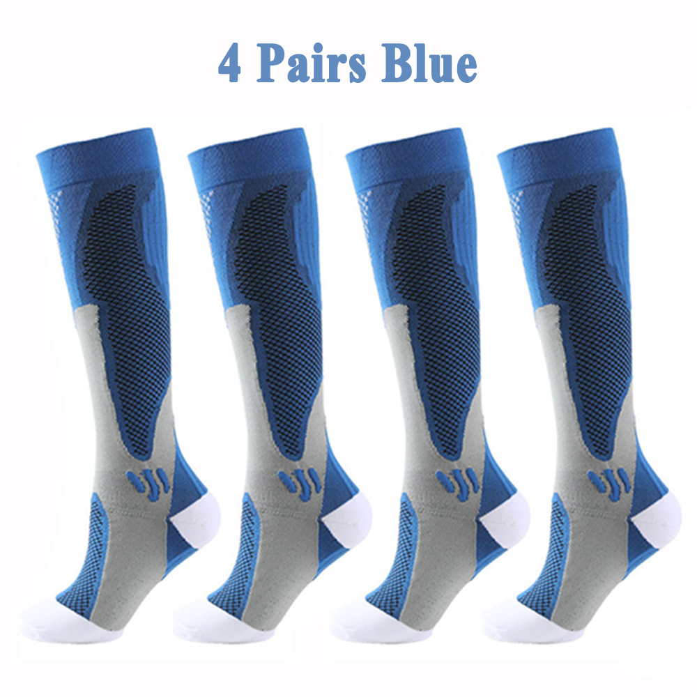 4 Pairs Compression Socks for Women Men 20-30 mmhg Circulation Compression Socks for Varicose Veins Athletic Fit: 4 Pairs Blue