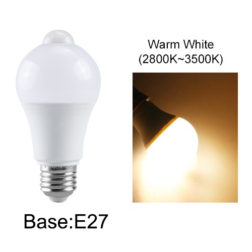 Pir Motion Sensor Led Nachtlampje Lamp Met Bewegingssensor Nachtlampje Ac 85-265V B22 E27 Trap Gang sensor Lamp Led Lamparas: E27 base warm white / 15W