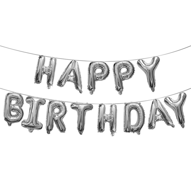 16 inch Letters HAPPY BIRTHDAY Foil Balloons birthday party decorations kids balls Alphabet Air Balloons Baby Shower Supplies: Silver