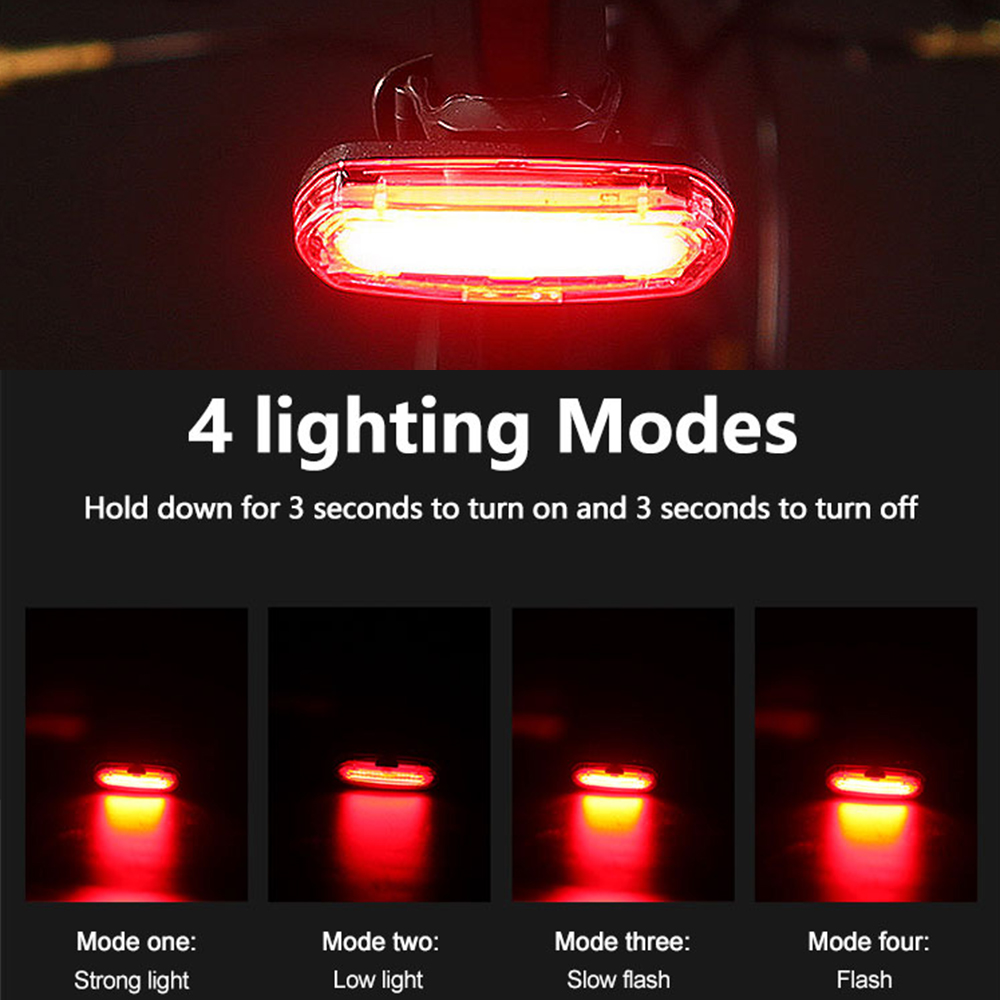 Luz trasera de bicicleta de carretera MTB, luz trasera de bicicleta LED recargable por USB, luces traseras de advertencia de bicicleta fáciles de instalar para seguridad de conducción nocturna
