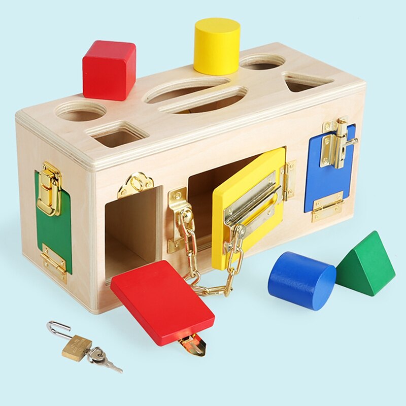 Wooden Practical Little Lock Box Baby Early Education Puzzle Unlock Toys Kindergarten Intelligence Teaching Tool