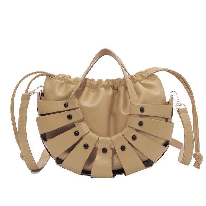 Damenhandtasche aus gewebtem muschelleder, luxuriöse tragetasche für damen, umhängetasche, damenhandtasche aus gewebtem leder, bolso sac: Khaki