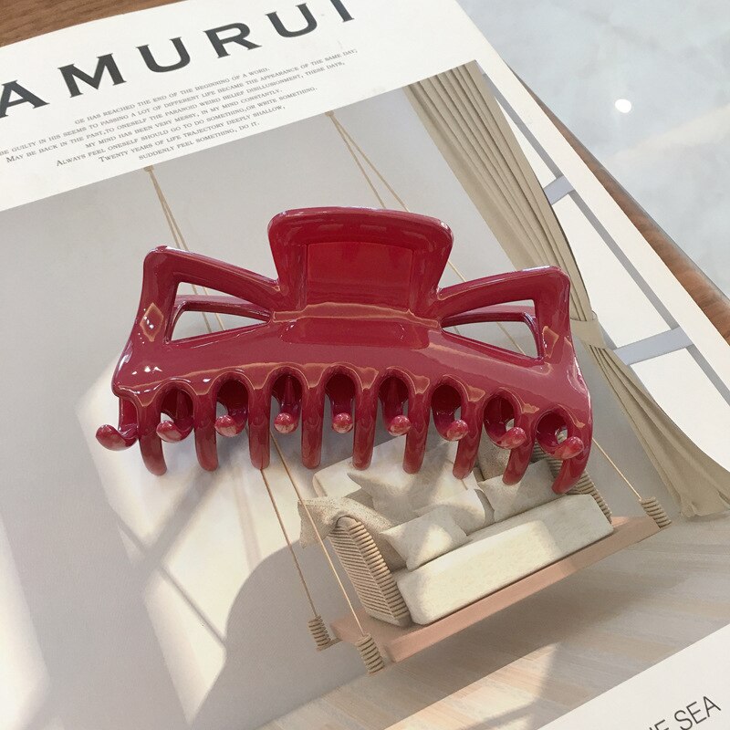 Huanzhi 2020 elegante grande resina multicolorido hairpins banho de cabelo captura tubarão clip para meninas acessórios de cabelo estilo de cabelo fazer: C-11x5.5cm