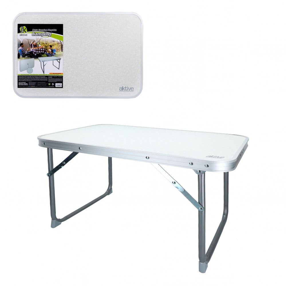 Mesa plegable Camping 60x40x40 cm Aktive blanca, Mesa camping, Mesas plegables para comer, Mesa jardin exterior, Mesa auxiliar