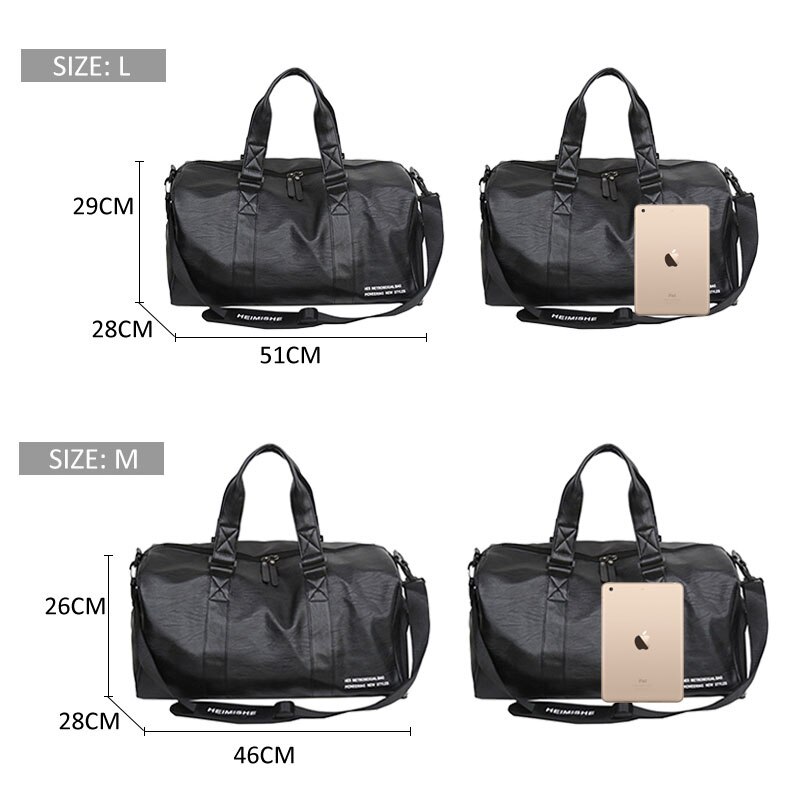 Men's Leather Travel Bag Foldable Portable Shoes Shoulder Bags Luggage Large Capacity Travel Tote Women Duffle Handbag XA160ZC