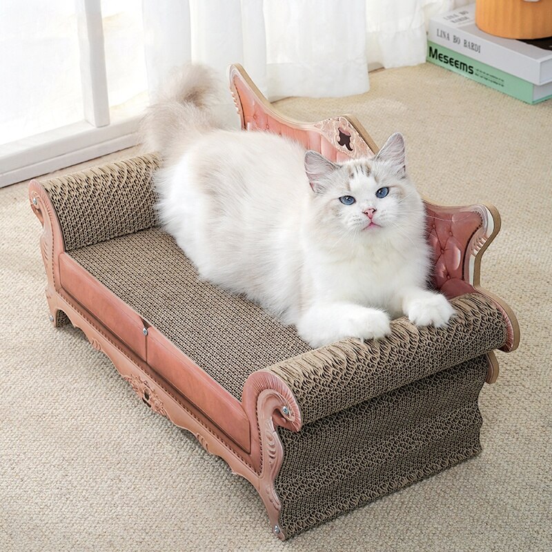 Canapé en bois massif rétro ondulé pour chat, planche à gratter remplaçable et amovible, litière pour chat, griffe de broyage, jouet pour chat