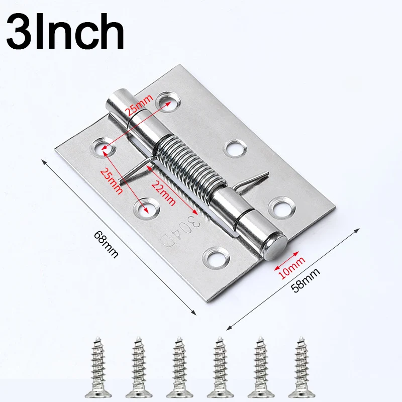 1/2Set Self Closing Spring Door Hinges Stainless Steel Hinge For Cabinets Door Closer Automatic Closing Hinge Furniture Hardware: 1 Inch / Gold