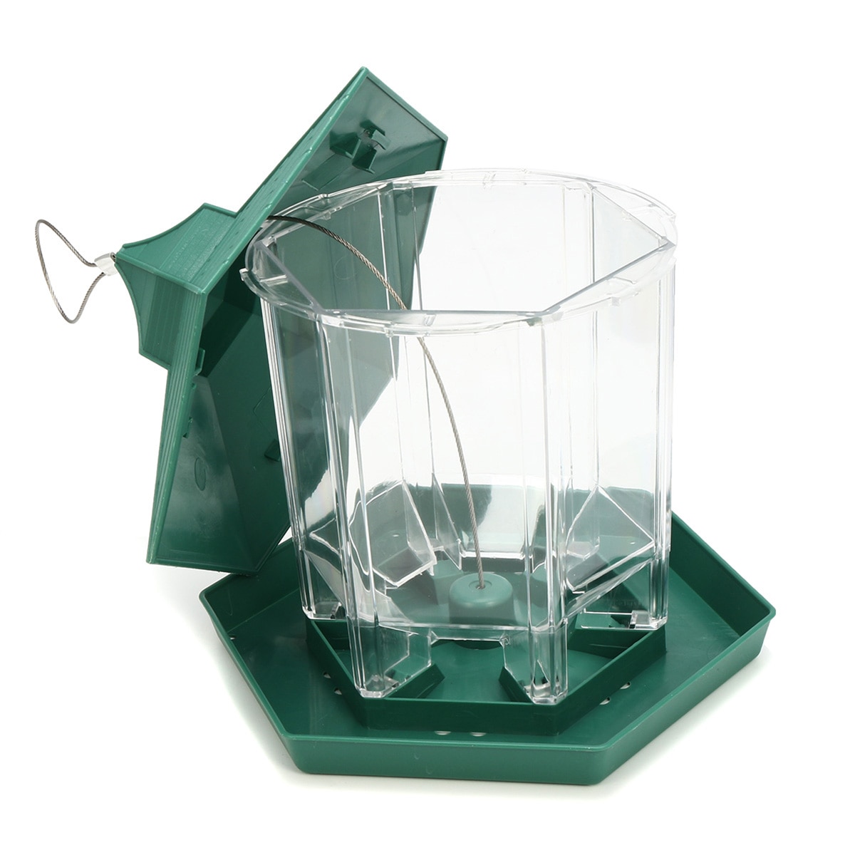 23 x 20cm grønne pavilloner fuglefoderbeholder i plast hængende fuglefoderbeholder udendørs vandtæt fuglefoder kæledyrsudstyr haveindretning