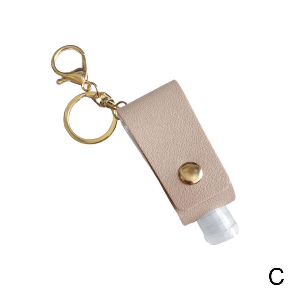 Draagbare 30Ml Lege Lekvrij Plastic Reizen Fles Voor Handdesinfecterend Met Kwasten Lederen Sleutelhanger Houder Carriers: C