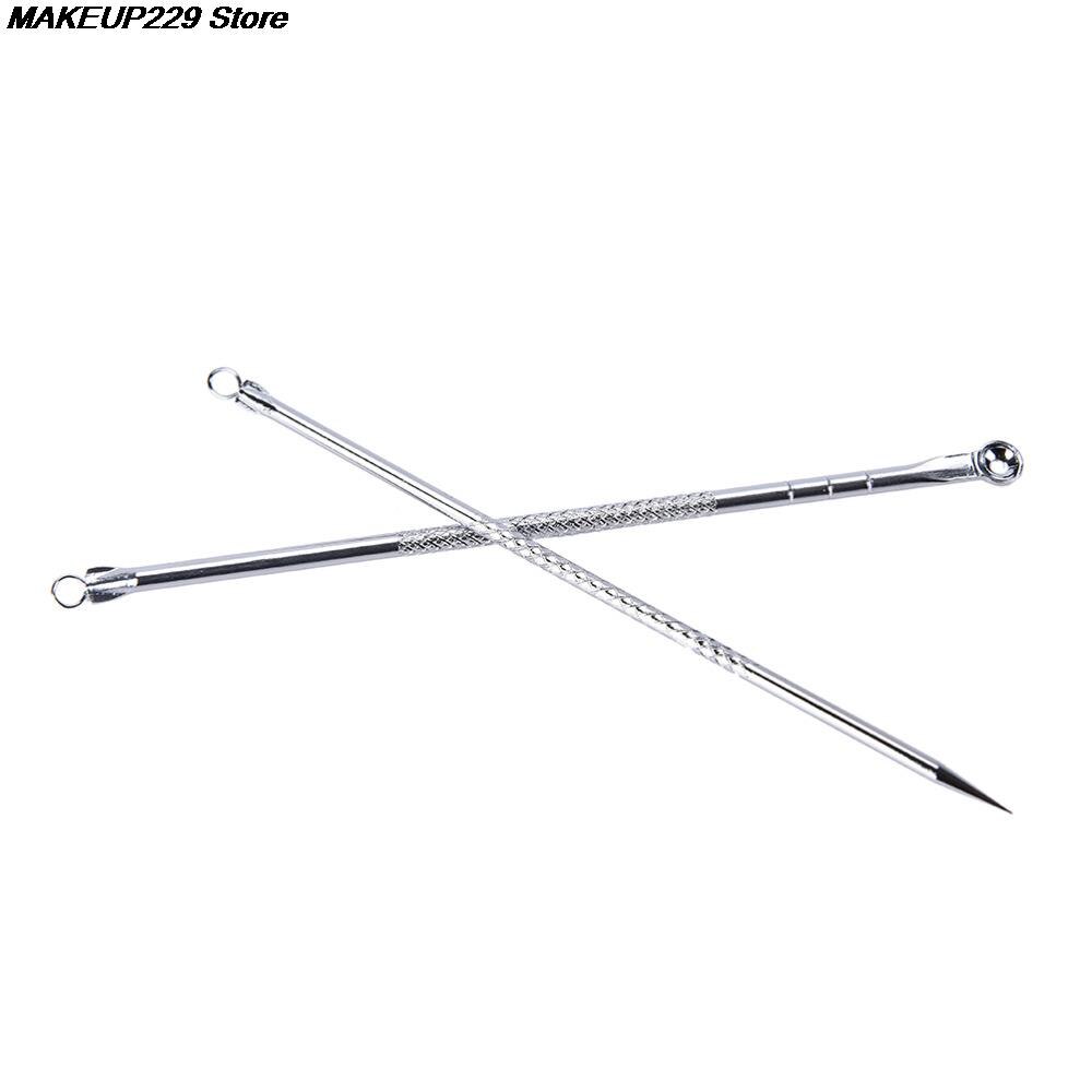 2Pcs Silver Blackhead Comedone Acne Pimple Blemish Extractor Remover Stainless Needles Remove Tools Pore Cleaner Face Skin Care