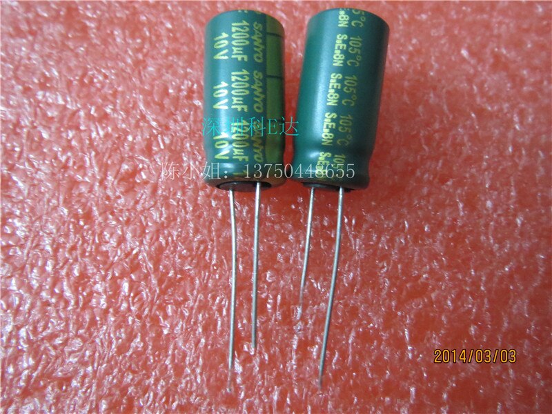 50 Uds SANYO hacha 10V1200UF 10X20MM verde oro 1200UF 10V de alta frecuencia condensador electrolítico 1200uF/10V de 105 grados