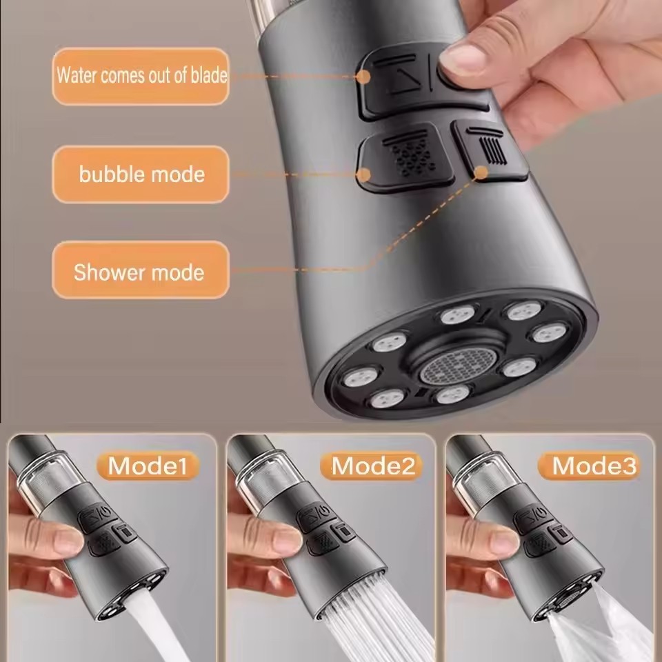 Extensor de grifo de cocina con función de filtro universal 360 ° Aireador giratorio, filtro contra salpicaduras, grifo de lavabo, boquilla de burbujeador, aireador