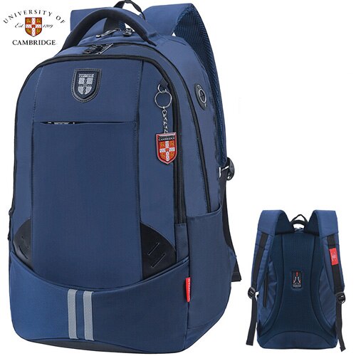 UNIVERSITY OF CAMBRIDGE Children/kids casual school bag books shoulder backpack portfolio For Boys high school grade 3-6: A169 DarkBlue