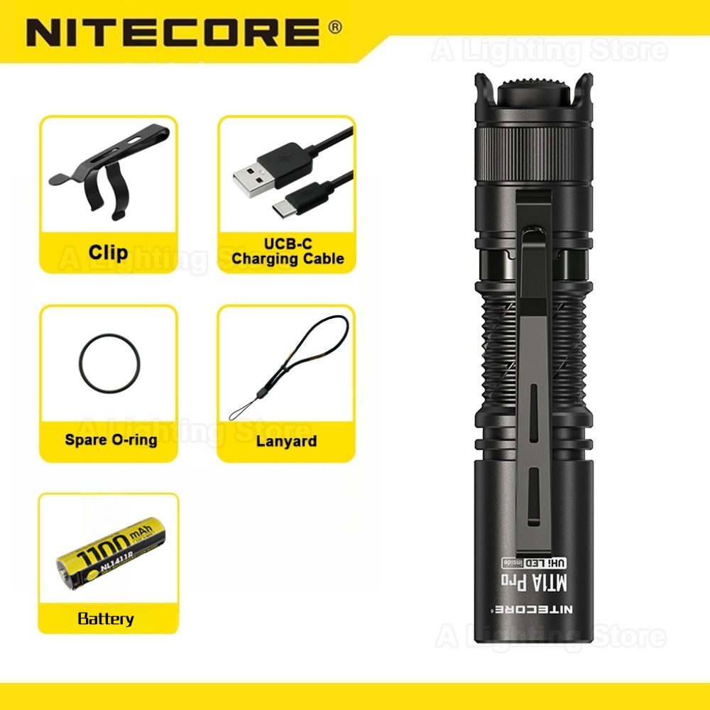 Torcia NITECORE MT1A Pro UHi 25 LED 800 Lumen, Torcia USB-C Ricaricabile Compatta a LED con Batteria 14500: Default Title