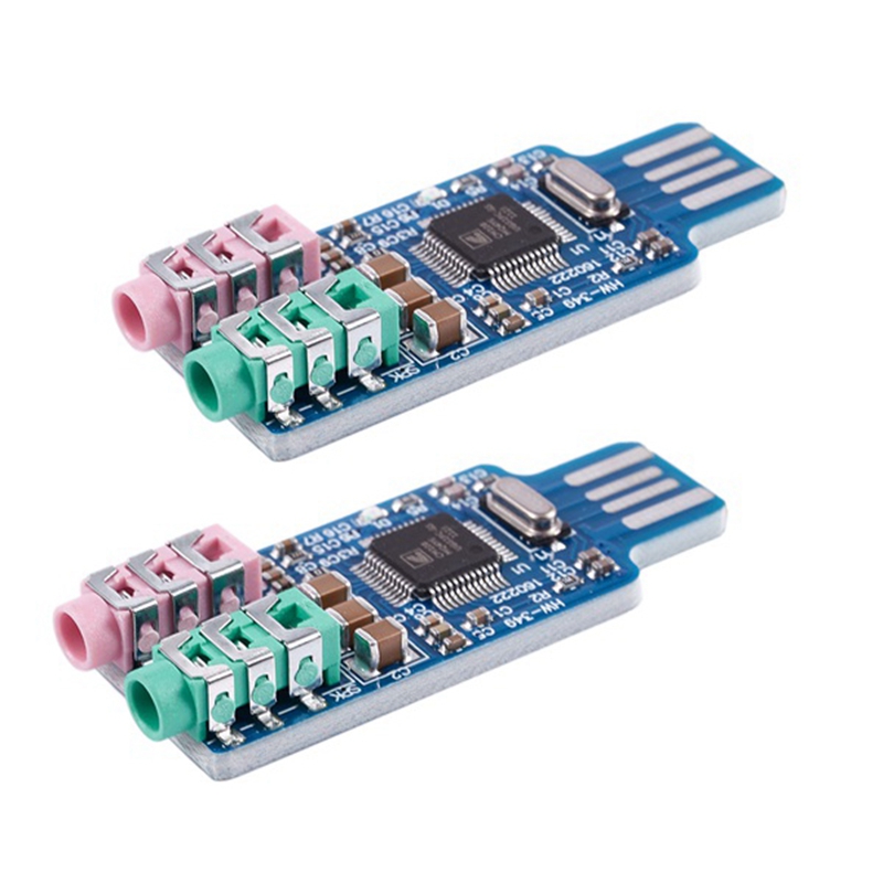 2 pcs free driver usb sound card  cm108 usb sound card chip blue: Default Title