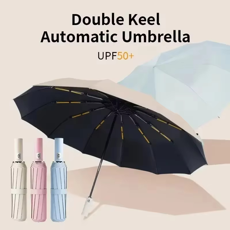 Xiaomi Automatischer Regenschirm, 24-Knochen, einfarbig, leicht, zusammenklappbar, großformatig, für den Außenbereich, wasserdichter Sonnenschirm, UV-Schutz