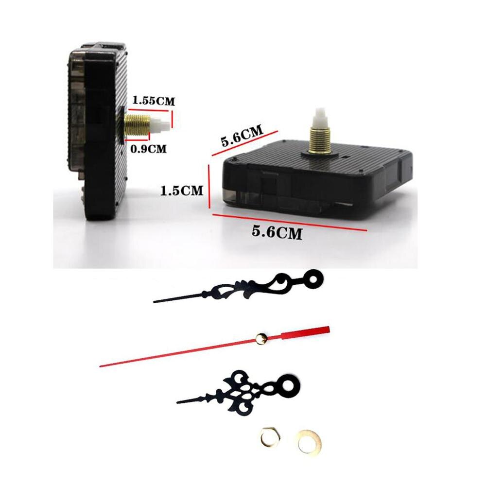 Silent DIY Clock Mechanism Battery Powered Quartz Wall Clock Movement with Black and Red Needle Hands for Clock Replacement Kits: 1.55cm Thread Shaft