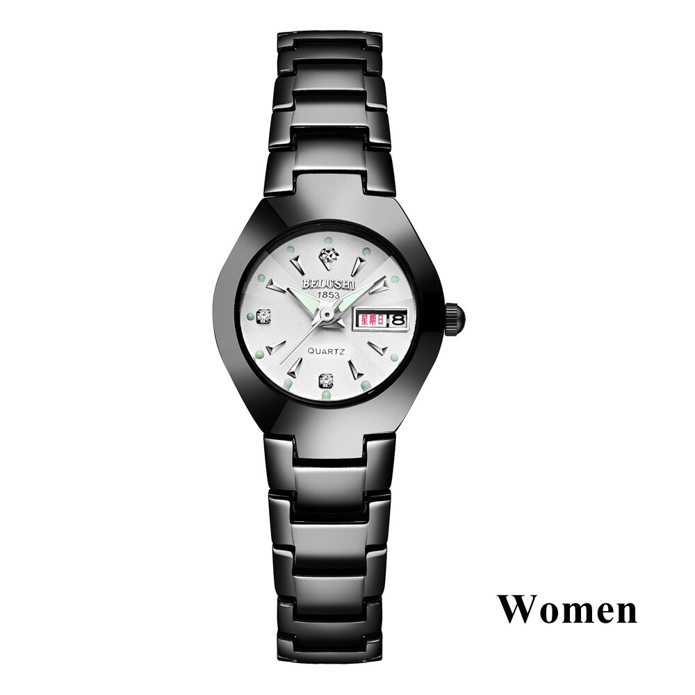 Paar Uhren oben Wolfram Stahl Schwarz Armbanduhr für Männer und Frauen Armbinde Weiblichen Uhr Reloj hombre Liebhaber saat: 4