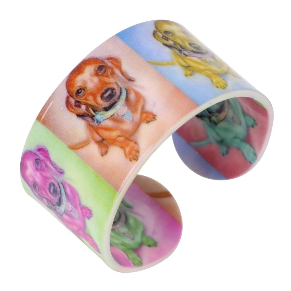 Bonsny Acryl Bunte Langhaarigen Dackel Hund Armreif Nachrichten Modeschmuck Für Frauen Mädchen Sommer Armbänder