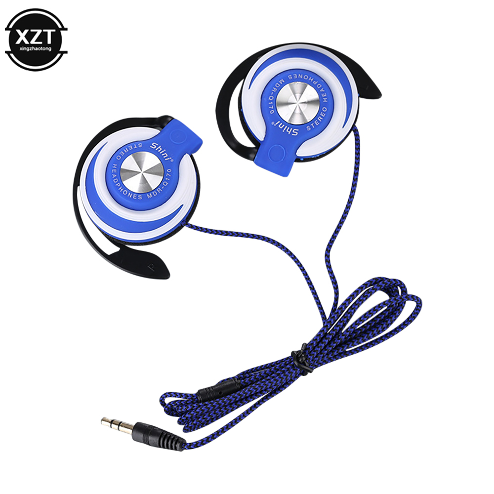 3.5Mm Wired Hoofdtelefoon Hifi Zware Bas Headset Over-Ear Verstelbare Oorhaak Koptelefoon Muziek Oortelefoon Voor Telefoon: Blauw