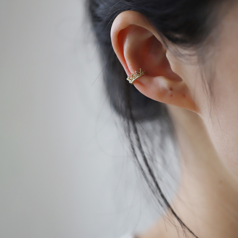 INZATT-pendientes de plata de primera ley con forma de corona para mujer, aretes pequeños, plata esterlina 925, oro de 14 quilates, estilo minimalista, Punk,
