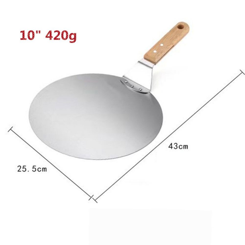Drehen Pizza schälen 10/12 Zoll Edelstahl Runde Pizza Platte mit Holz Griff Zubehör für Backen Hausgemachte Pizza und Brot: 10 Zoll