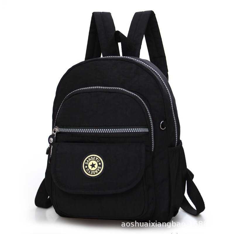 Mochila escolar informal de nailon para mujer, Mochila pequeña e impermeable, bolso de hombro, bolso de mano de capacidad Simple, mochila para chicas: black