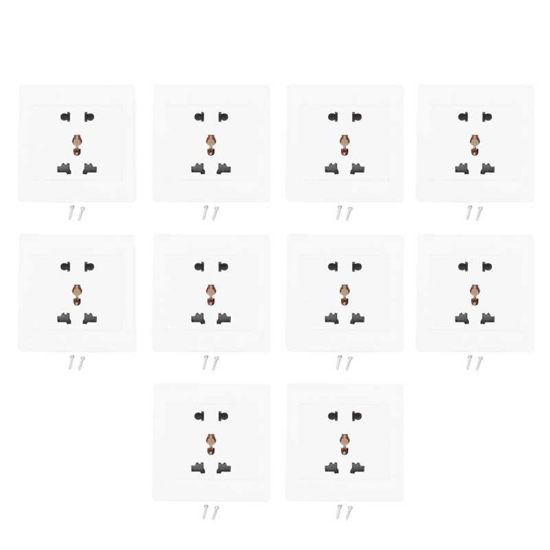 10 Sets Concealed Installation Socket Wall-Mounted 5-Hole Power Sockets Outlet Household Power Supplies