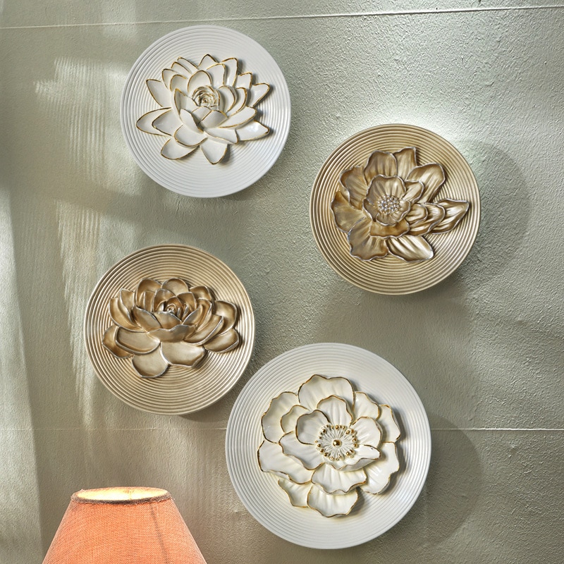 8 Inch Resin Flower Decorative Board Wall Panel Wall Decoration For Home Decoration Three-dimensional European hotel club hall a