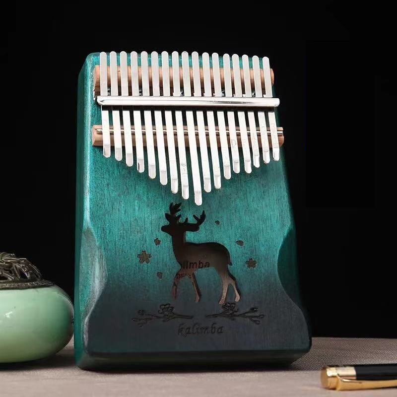 Kalimba-Piano de pulgar de 17 teclas, instrumento Musical de madera de caoba de , cuerpo Mbira, máquina de Teclado de África: Green 4