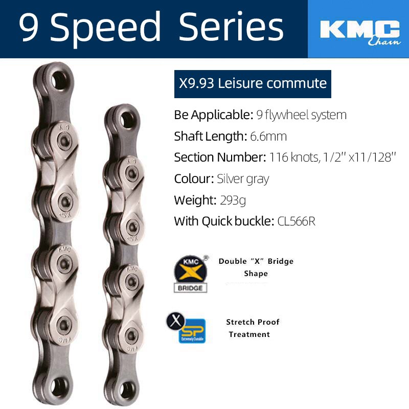 KMC Z8.1 Fahrradkette - 6/7/8 Gang Kompatibel - 116 Glieder Grau - 1/2 X 3/32 Zoll