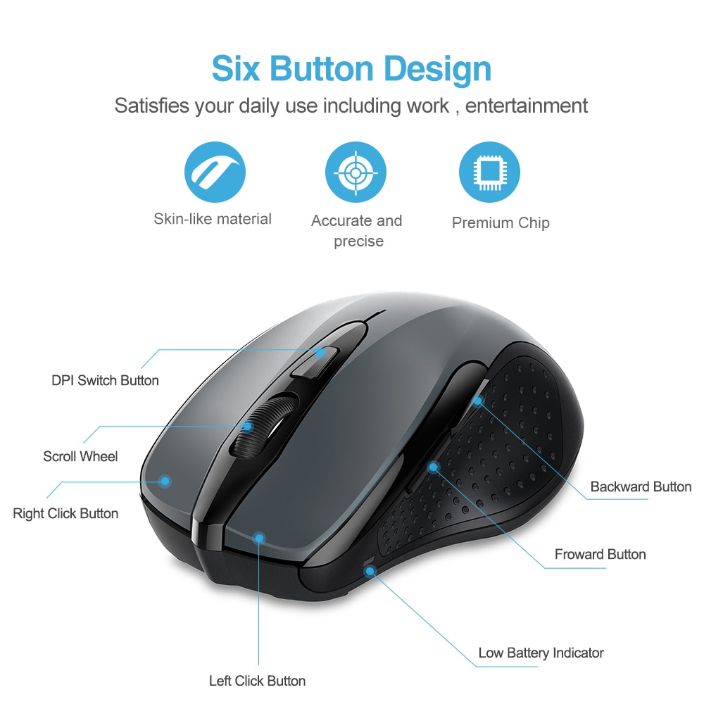 Tecknet Draadloze Muis Computer Bluetooth Muis Pc Mause Ergonomische Muis 2.4Ghz Usb Optische Muizen Voor Laptop Pc
