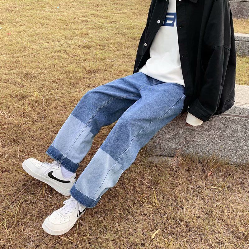 DUEWEER Mens Jeans Spring Autumn Gradient Loose Straight Trousers Men Casual Baggy Plus Size Harajuku Flare Wide Leg Denim Pants