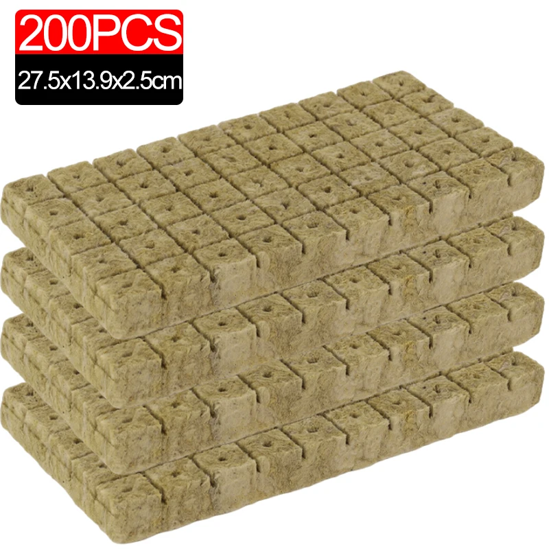 Steinwolle Hydrokultur Grow Media Würfel Pflanzenwürfel Soilless Substrat Seed-ed Rock Wool Plug Sämling-Block Gartenbedarf: Black