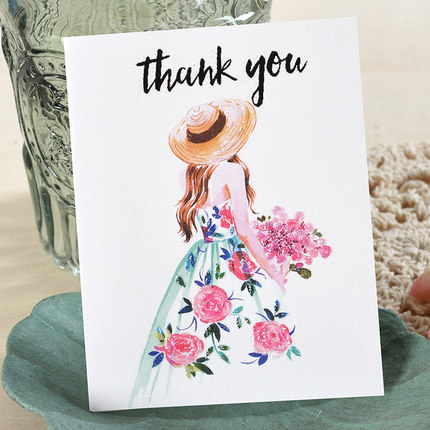Birthday greetings card mini valentine's day message thank you small CARDS Pink girls CARDS flowers lipstick flamingos: style 4