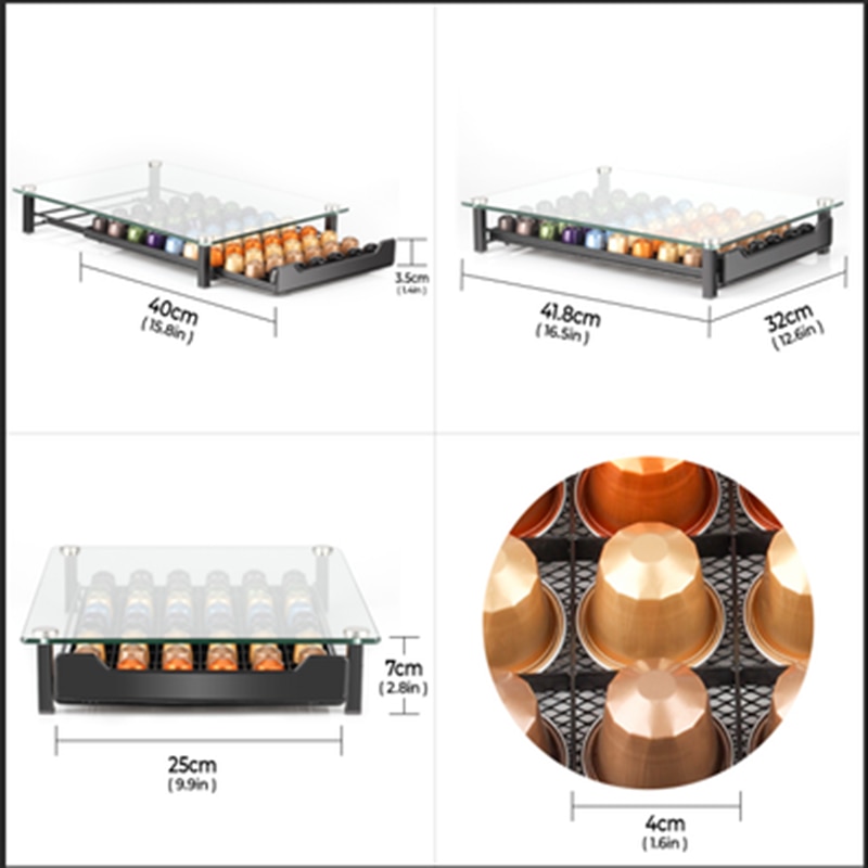 Glas nespresso kaffebönor hållare rack kaffe kapsel stativ märke kapslar förvaringshylla organisation kaffehållare låda