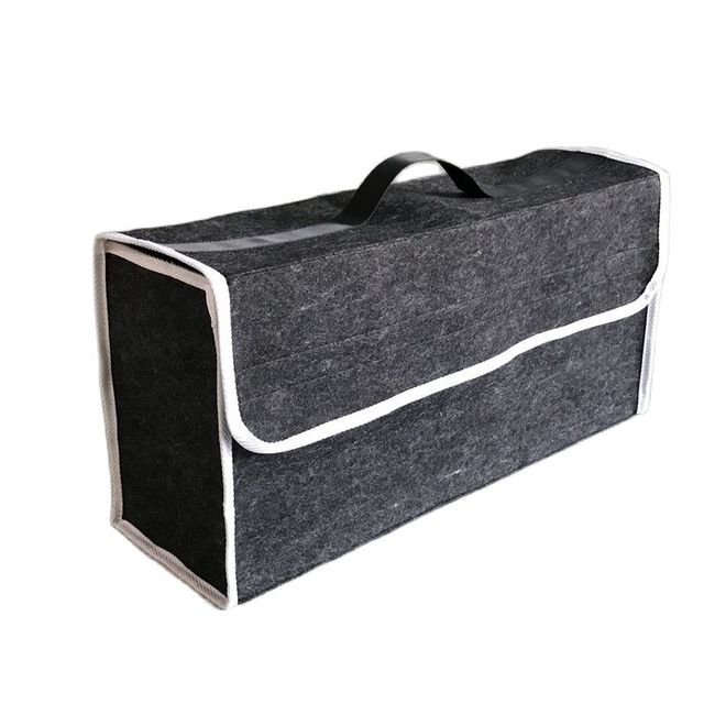 Car Storage Travel Bag Soft Woolen Felt Car Trunk Organizer Car Storage Box Bag Fireproof Stowing Tidying Package Blanket Tool: gray
