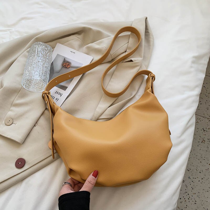 Luxus-handtasche aus pu-leder für damen, Käufer, einfarbig, großes fassungsvermöGen, schulterförmig, tellerförmig: Juse
