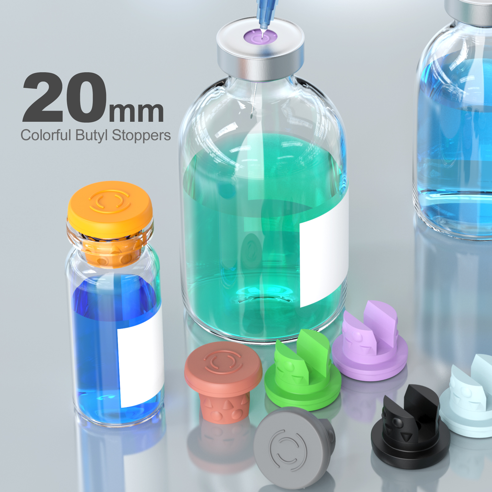 20Mm Butylrubberen Stop Twee Benen Doppen Voor Lyofilisatie Vriesdrogen Glazen Fles 100 Stuks/Pk Van Ks-Tek