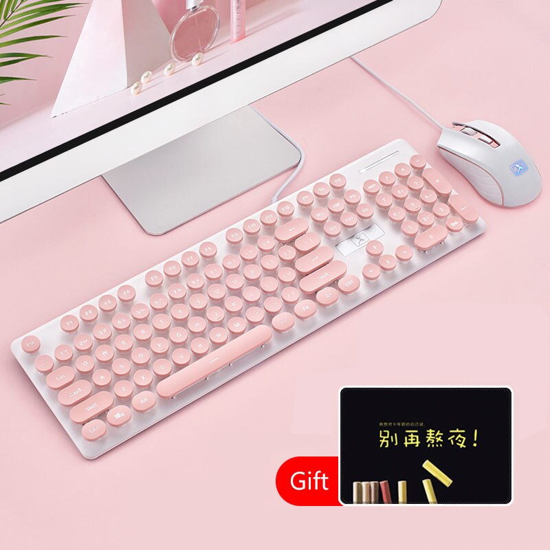 USB Wired Gaming Backlit Keyboard Mouse Combo Ergonomics Keyboard Optical Mouse For Macbook Lenovo Dell HP Asus Laptop Computer: Pink