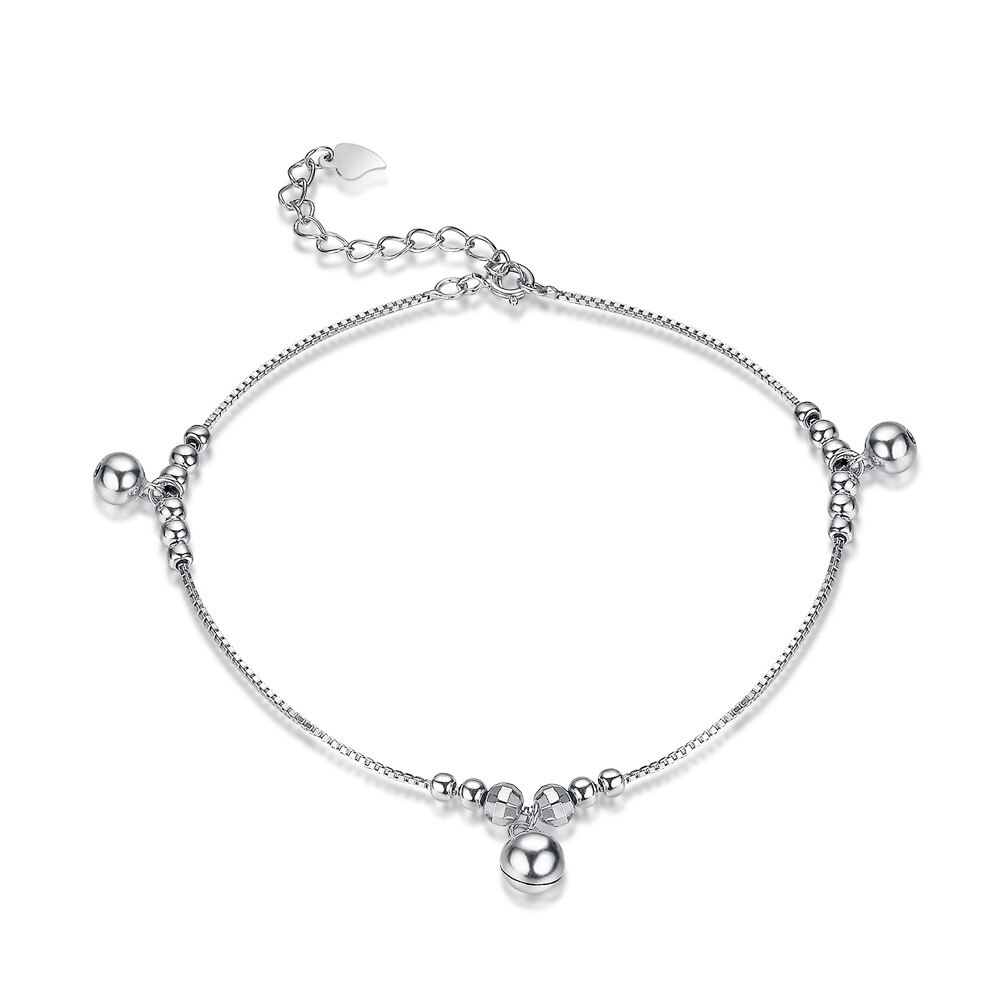 Cavigliera con campana a sfera autentico bracciale alla caviglia con ciondoli in argento Sterling 925 cavigliere per gioielli da donna con catena indiana