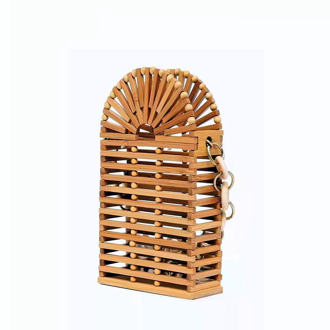 Borsa da spiaggia antica nuova intrecciata Messenger da donna con una spalla intrecciata in bambù piccola borsa quadrata borsa da spiaggia artigianale vuota di moda retrò