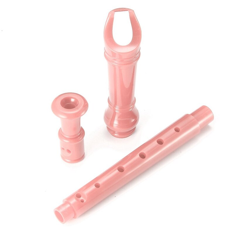 -8-Hole Sopraan Descant Recorder Roze Met Cleaning Rod + Case Tas Muziek Instrument Roze