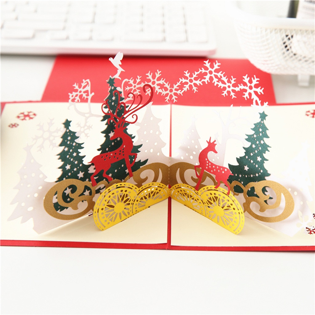 Christmas 3d Stereo Greeting Card Ar Virtual Imaging Technology Partecipazioni Matrimonio Christmas Greeting Cards