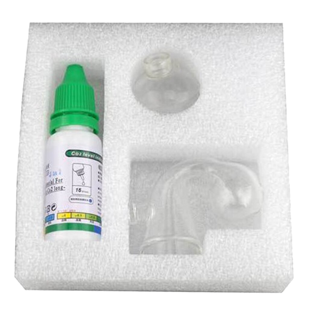 Aquarium Carbon Dioxide Monitor Glass Checker w/ 15ml Monitor Fluid.