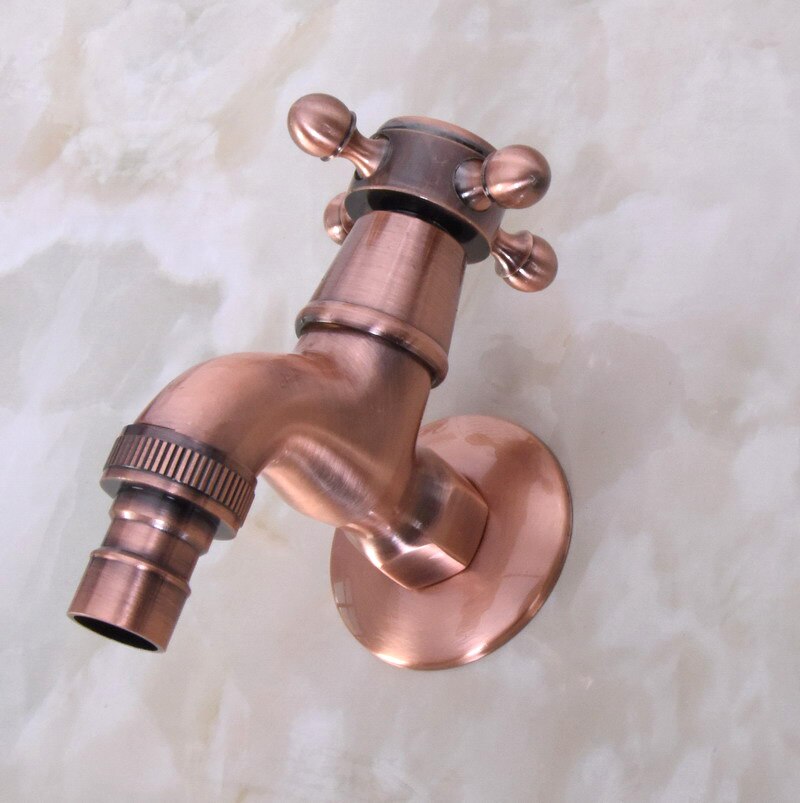 Antique Red Copper Wall Mount Golden Water Tap Garden Faucet Washing Machine Water Tap Basin Bibcock Taps Bav301