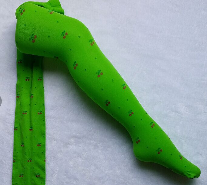 2021 New Girls collant primavera e autunno velluto Cherry Pattern Kids Dance collant per ragazze 3-7 anni pantaloni per ragazze anche i piedi: green