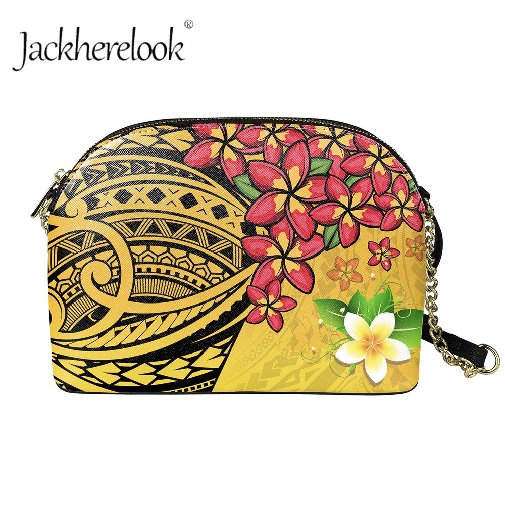 Jackherelook enthic tribe-patroon dames messengertas met grote capaciteit, plumeriaprint, mini casual schoudertas met ketting, bolsa
