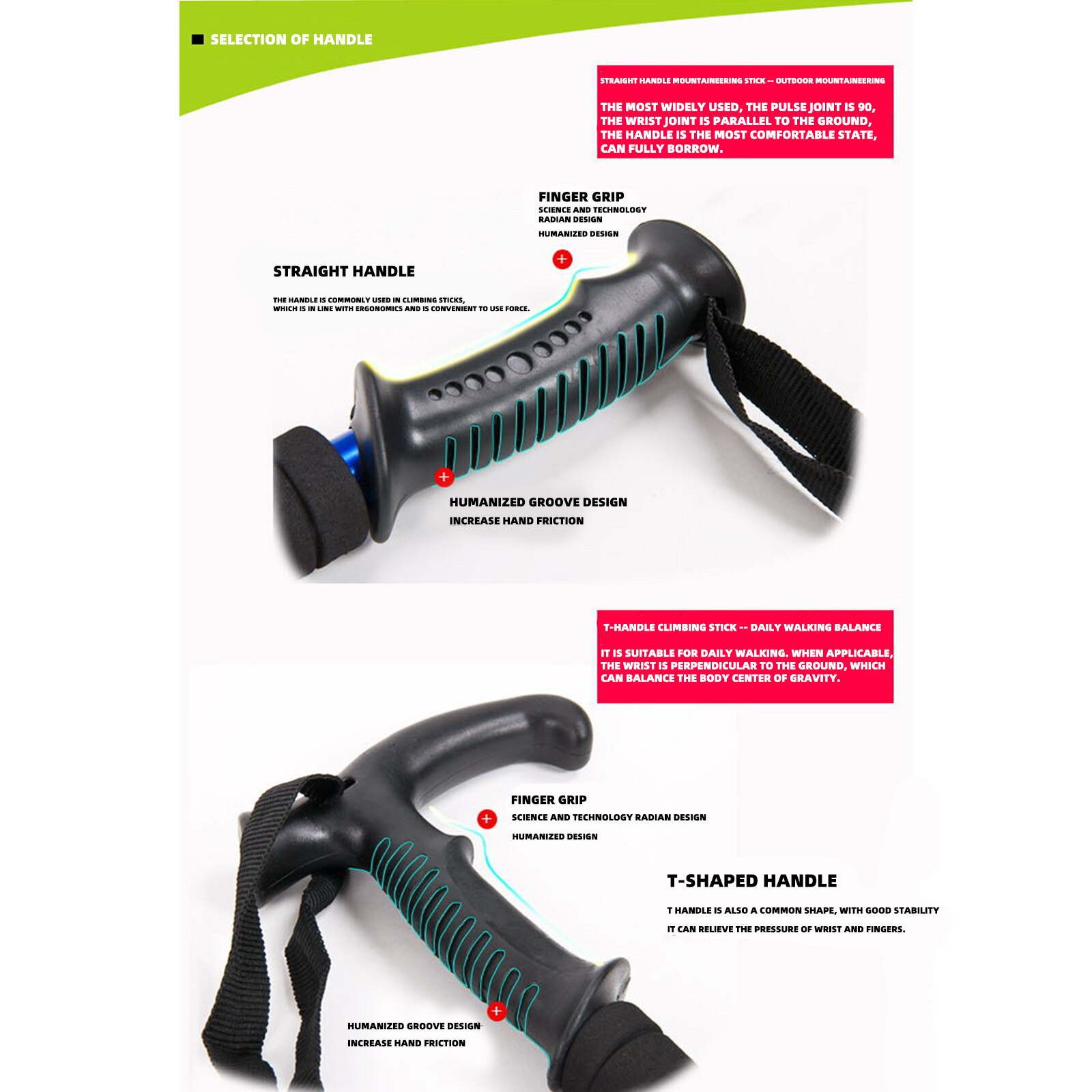 Trekking al aire libre escalada caminar palo Shock senderismo Trail polos palo ajustable bastones 4-Las secciones de senderismo, caminata Accesorios