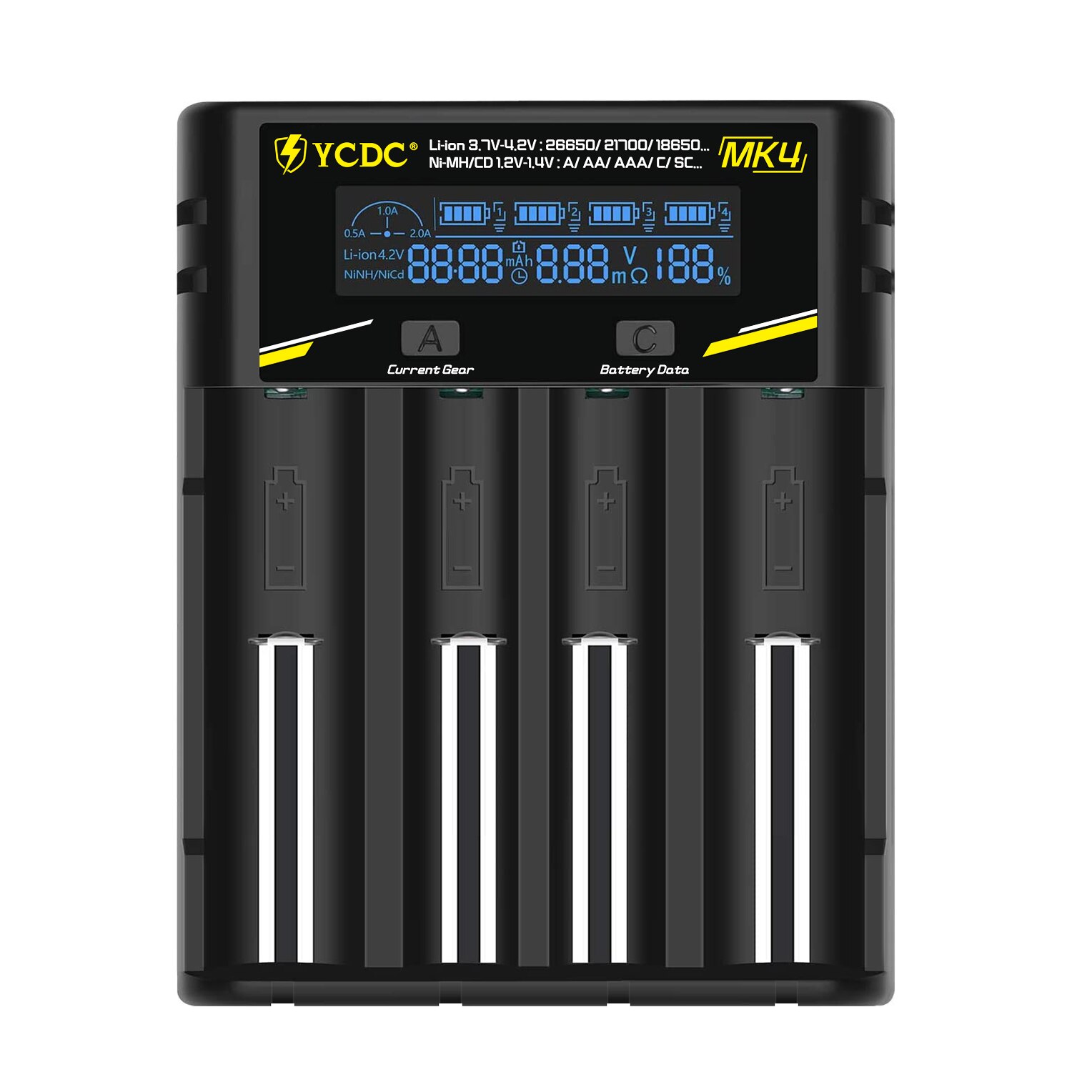 Universele Batterij Oplader Voor 18650 26650 21700 18350 Aa Aaa 3.7V/3.2V/1.2V Nimh 18650 batterij Usb Smart Charger: MK4